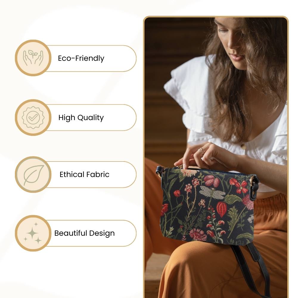 Morning Garden Black Crossbody Bag