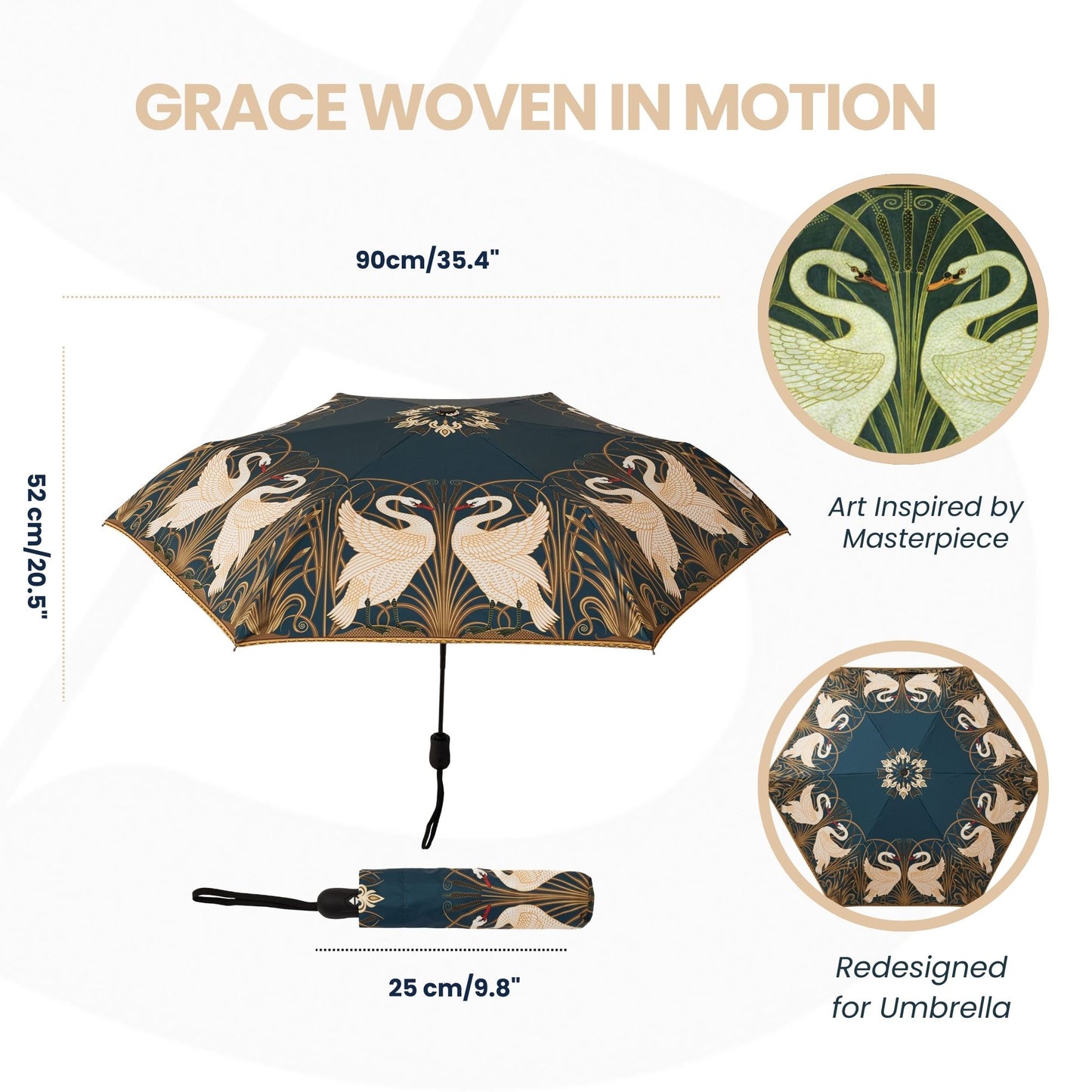 Swan, Iris and Rush Automatic Folding Umbrella
