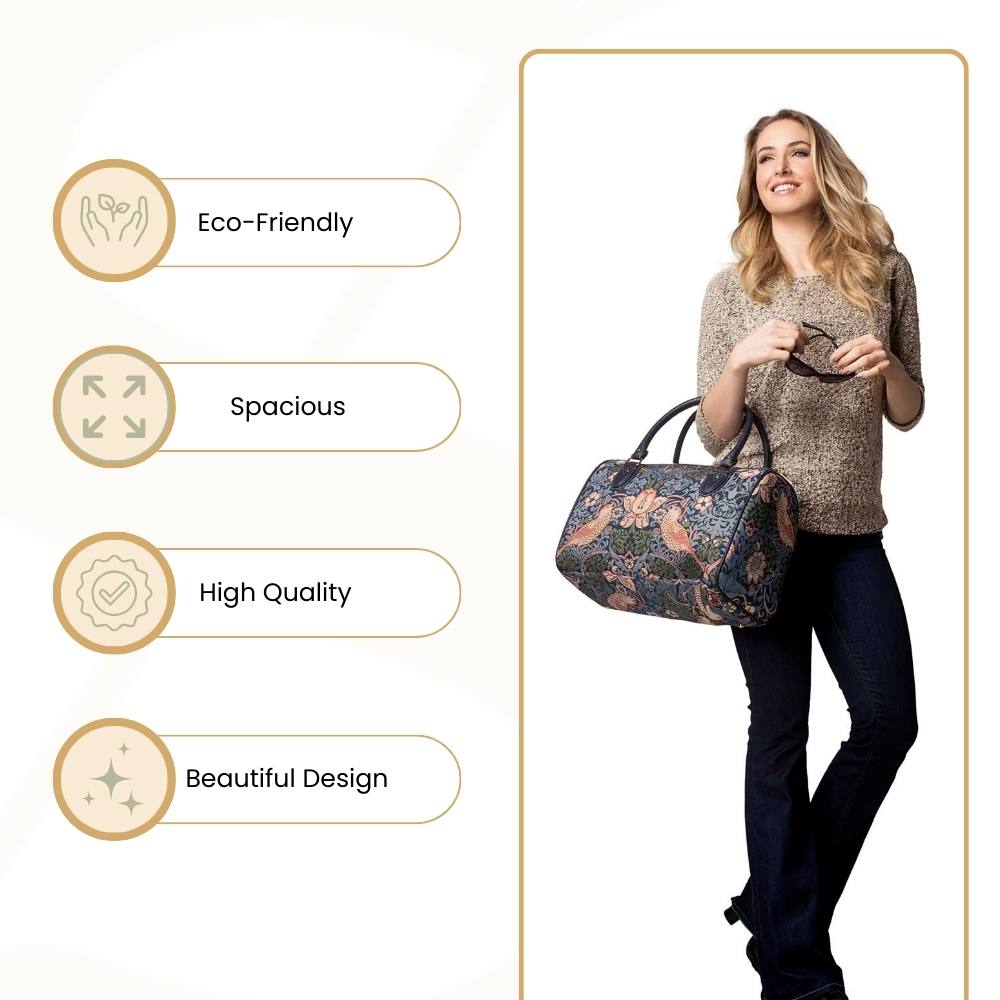 William Morris Strawberry Thief Blue Travel Bag