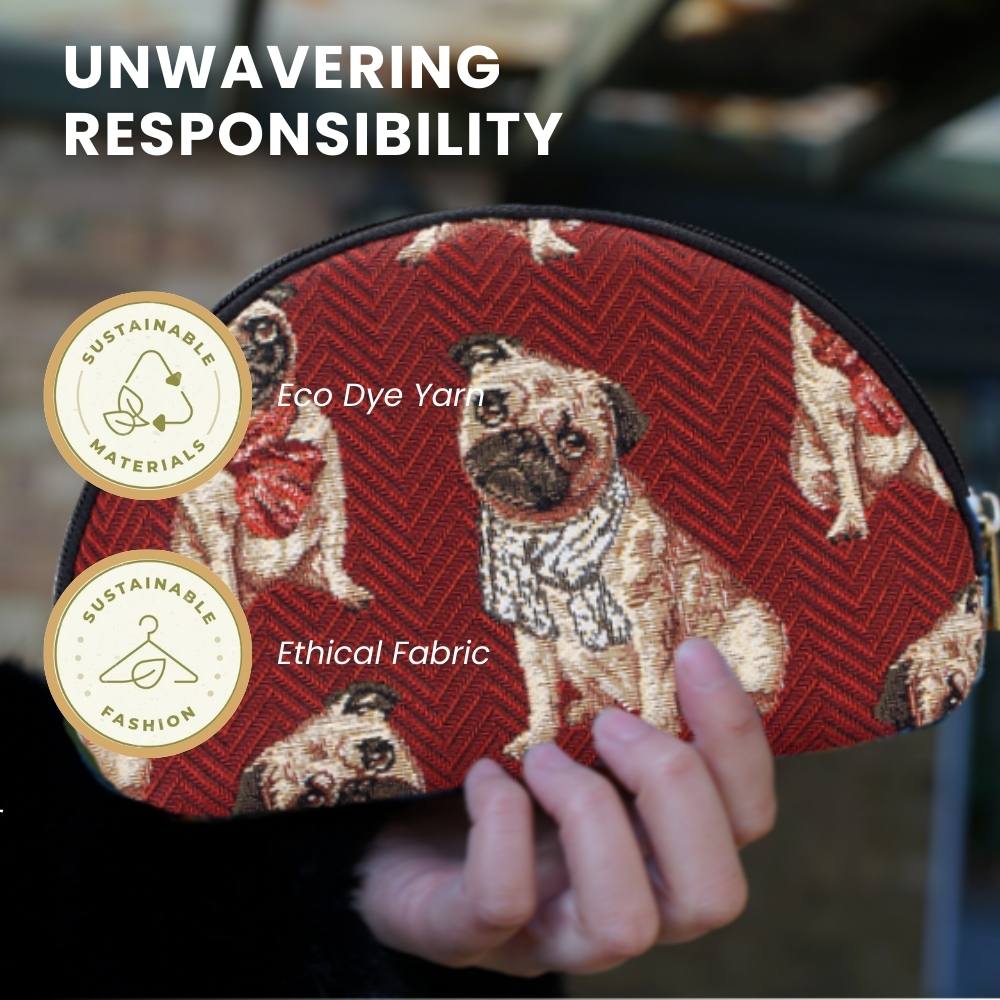 Pug Dog Red Cosmetic Make Up Bag