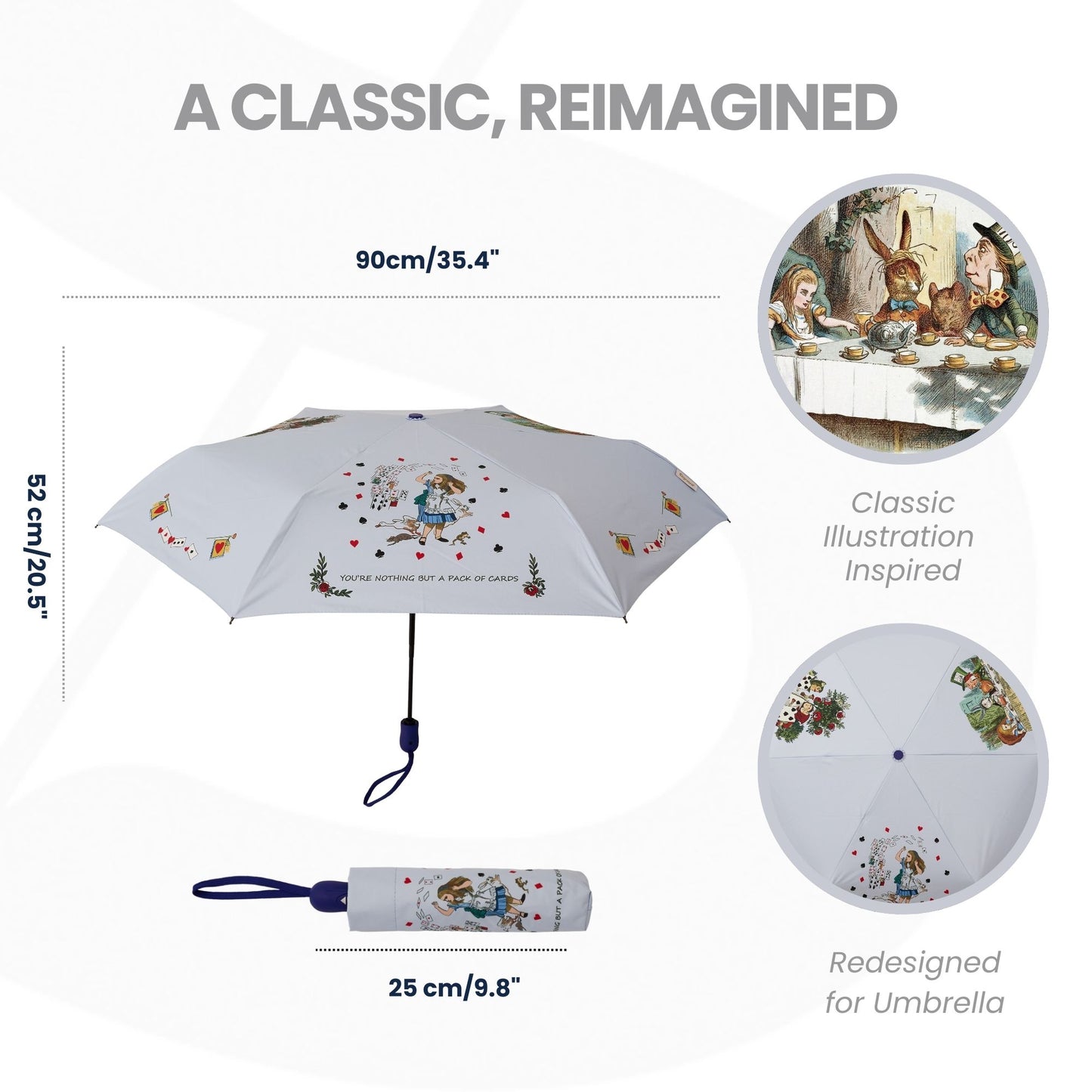 Alice and Wonderland Tea Party Automatic Folding Umbrella