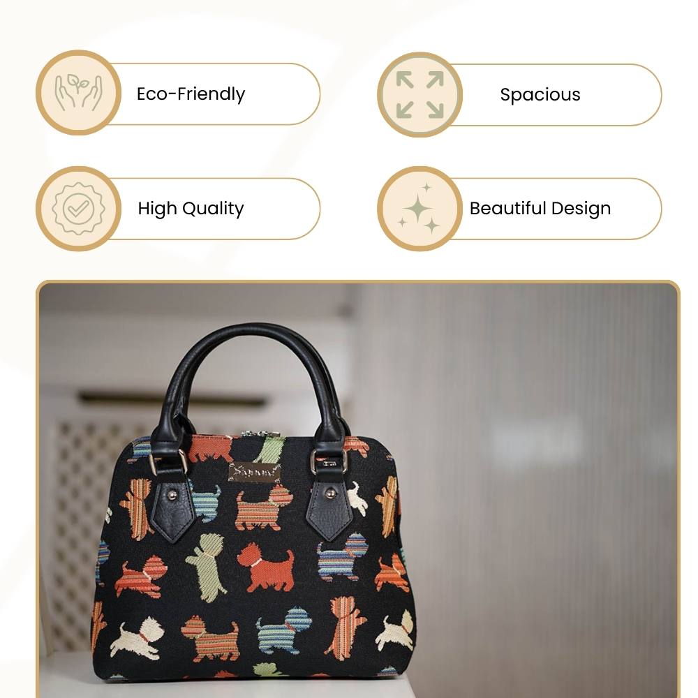 Playful Puppy Convertible Top Handle Purse Handbag