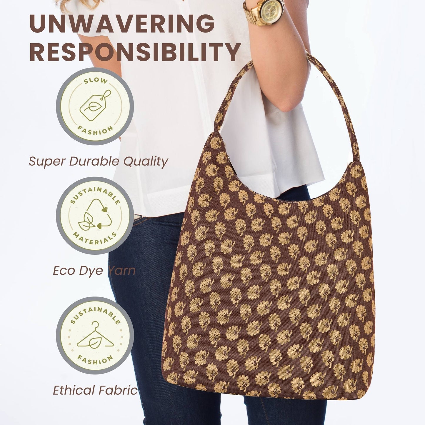 Jane Austen Oak Brown Hobo Handbag Shoulder Bag
