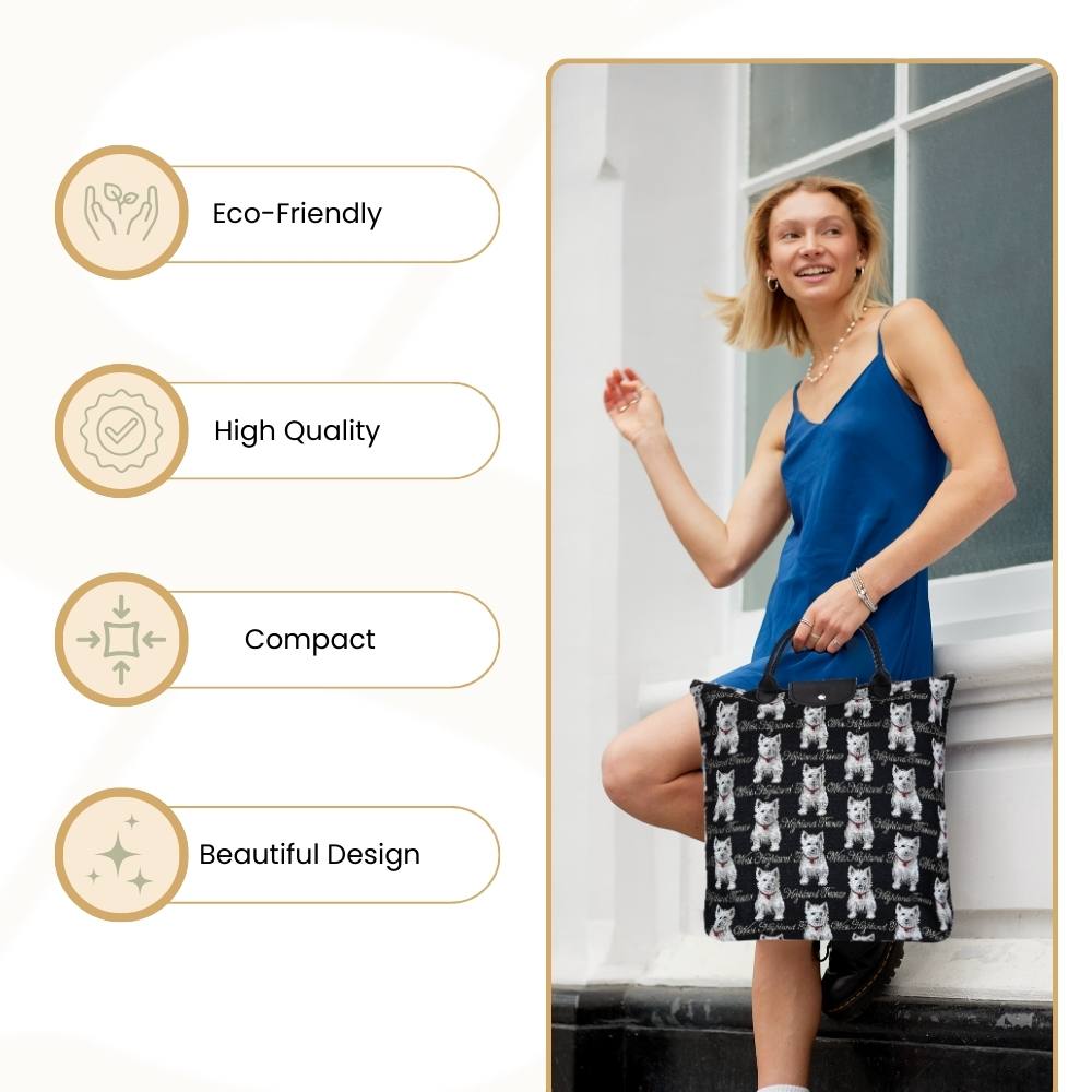 Westie Dog Foldaway Grocery Bag