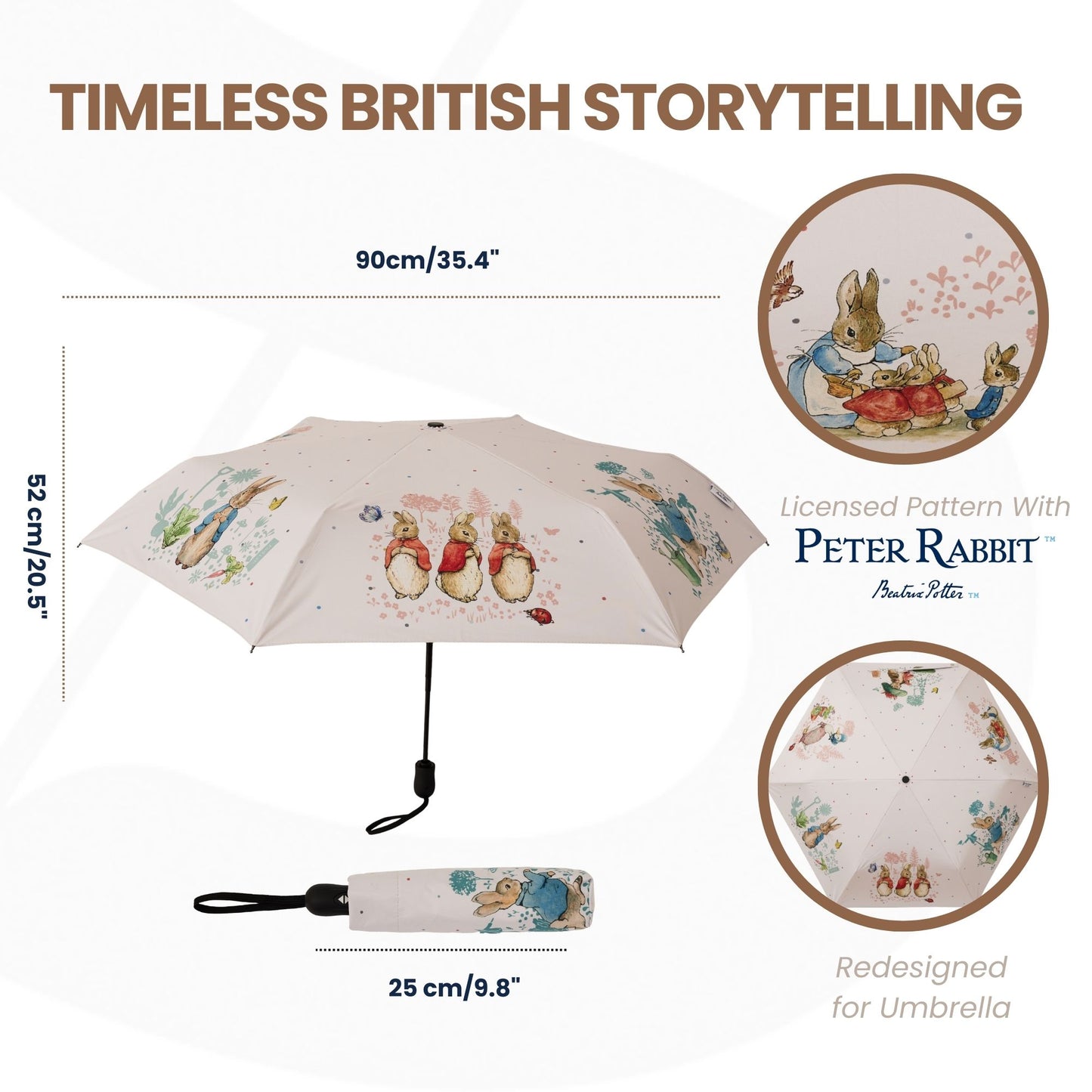Peter Rabbit Blue and White Automatic Folding Umbrella