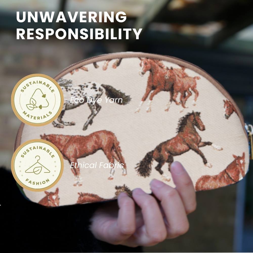 Running Horse Brown Cosmetic Make Up Bag