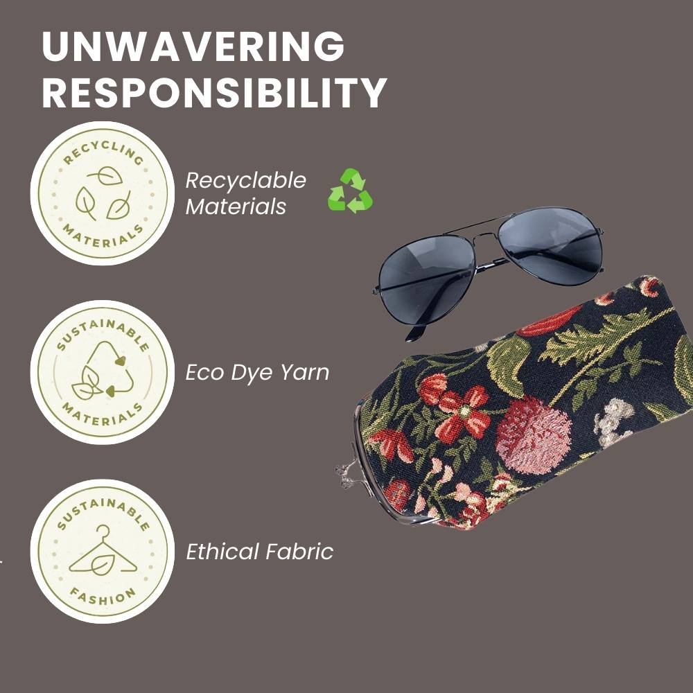 Morning Garden Black Glasses Pouch/ Case