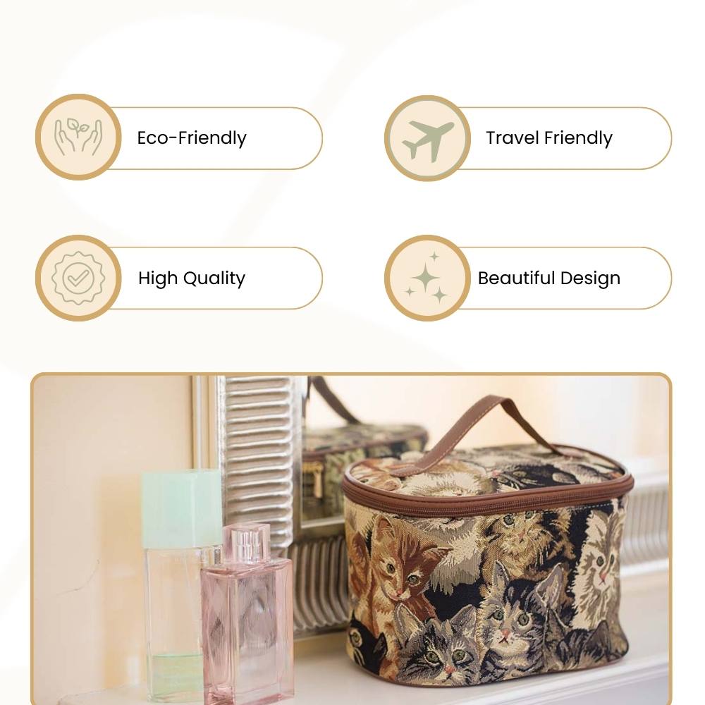 Cat Brown Toiletry Vanity Bag