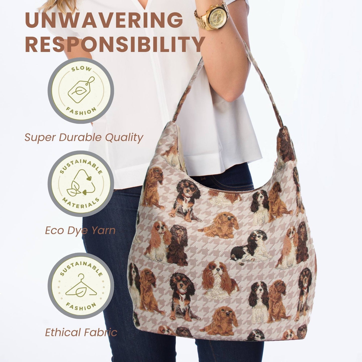King Charles Cavalier Spaniel Dog Hobo Handbag Shoulder Bag