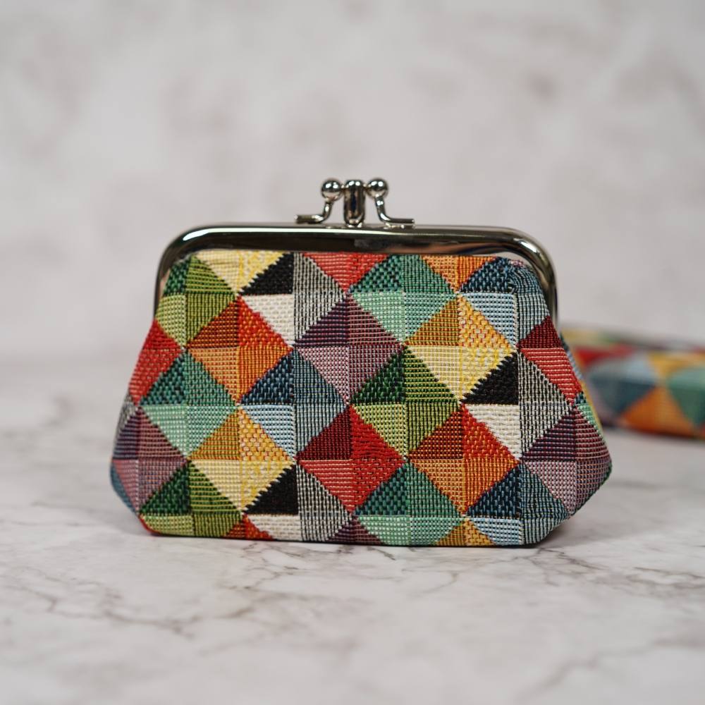 Multicolor Triangle Frame Purse for Coins