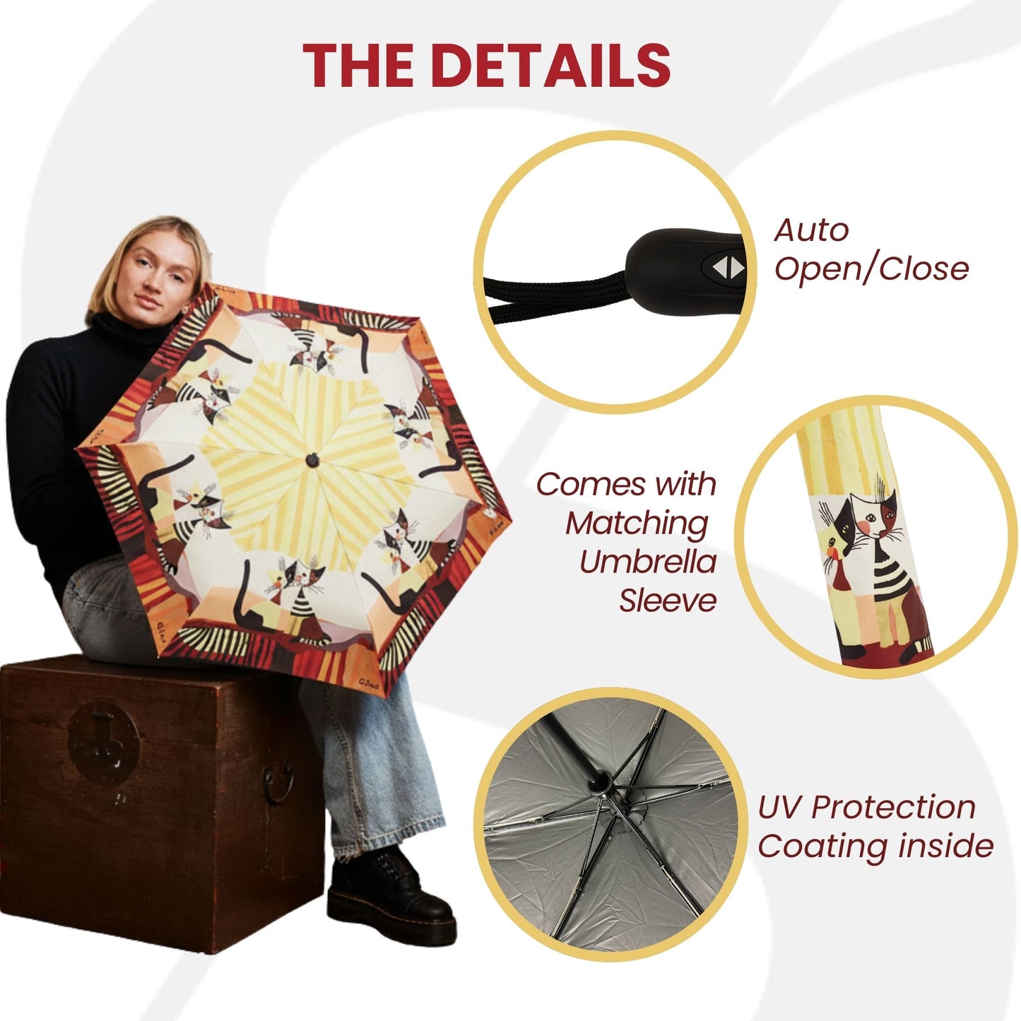 Cappia Cat Rosina Cat Automatic Folding Umbrella