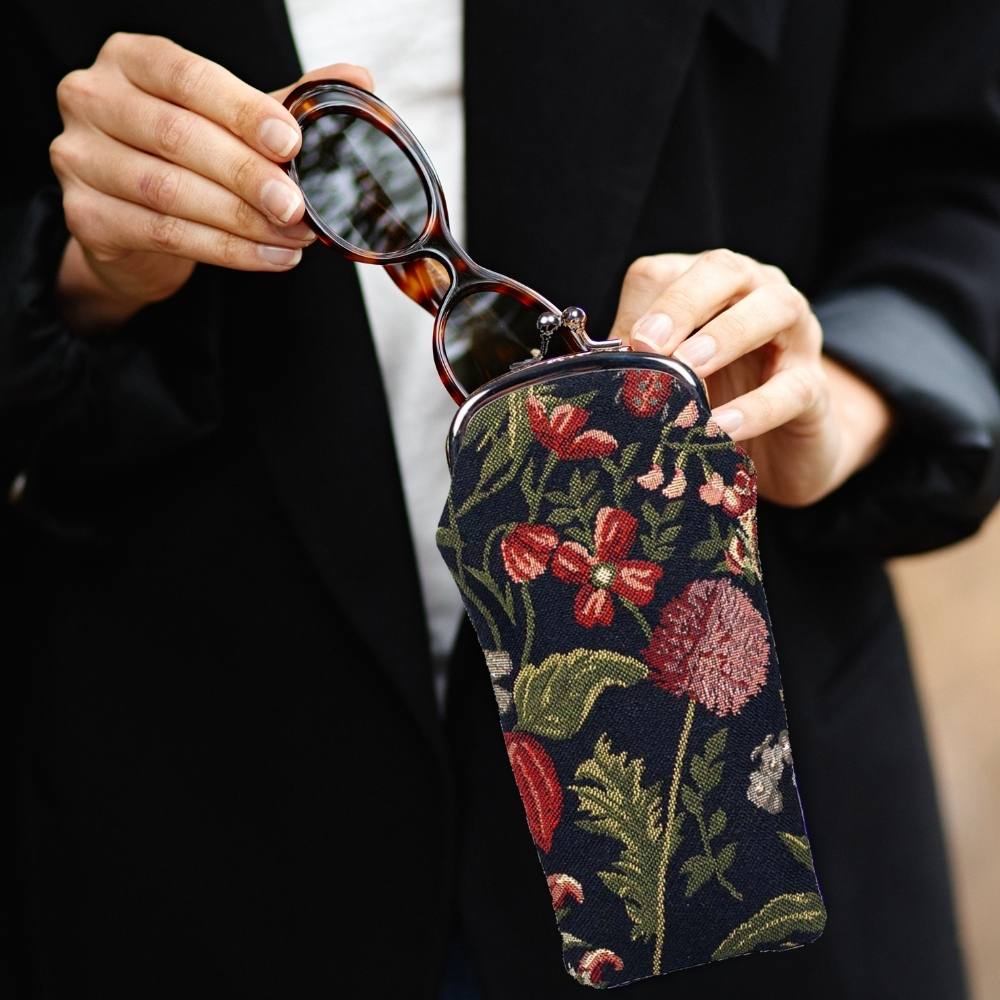Morning Garden Black Glasses Pouch/ Case