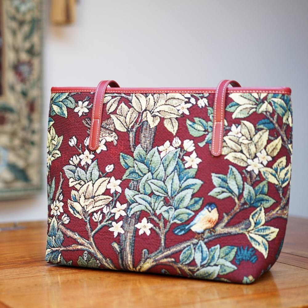 William Morris Tree of Life Red Shoulder Tote Bag