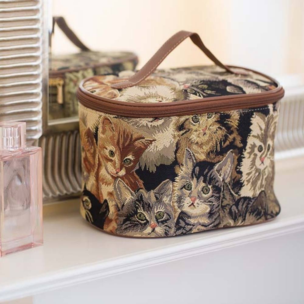 Cat Brown Toiletry Vanity Bag
