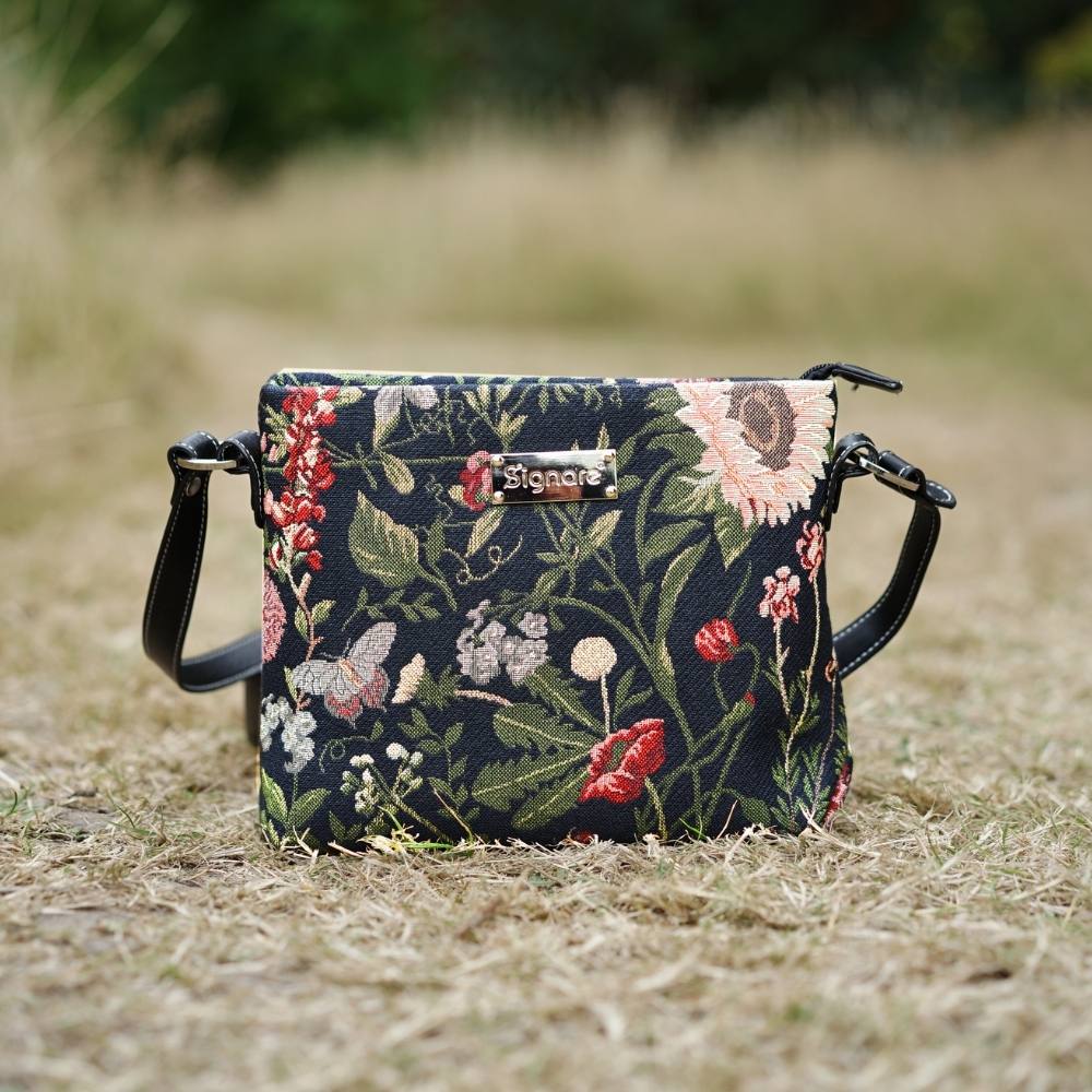Morning Garden Black Crossbody Bag
