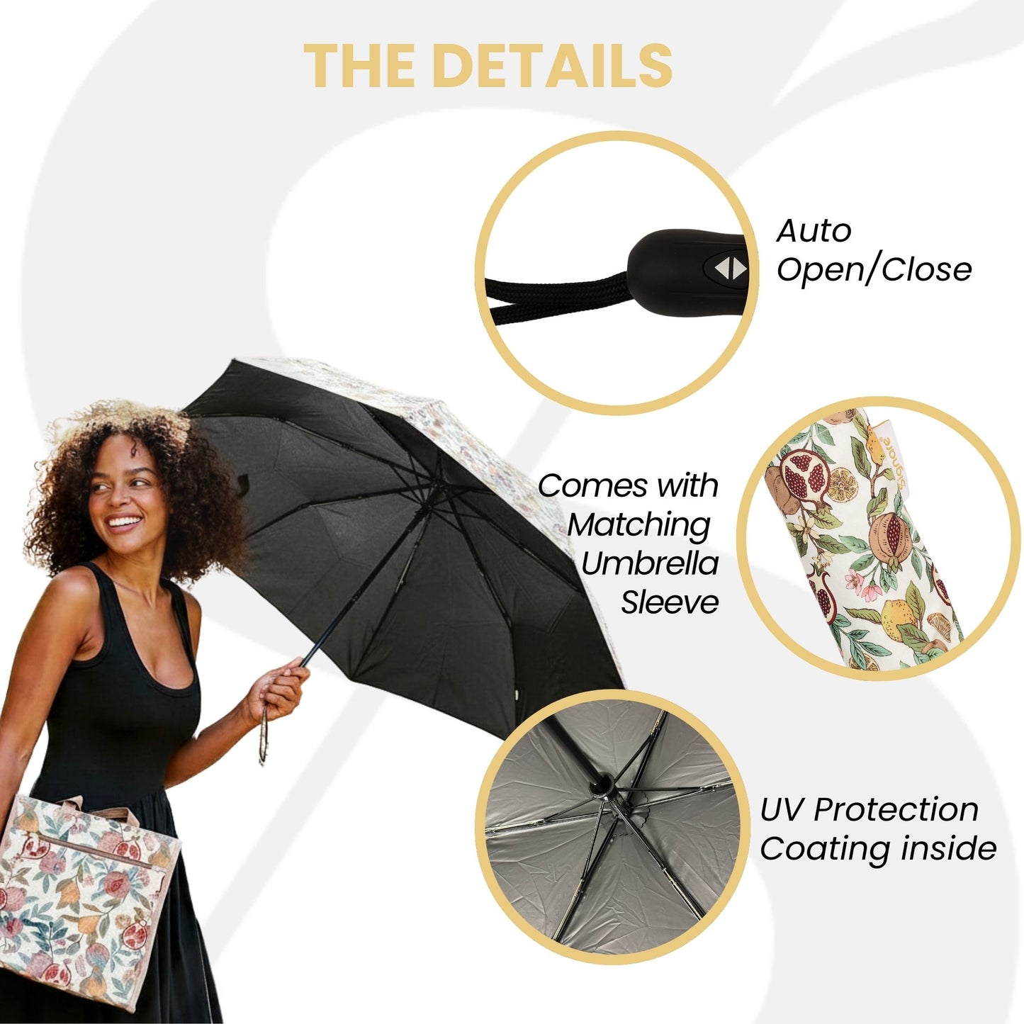 Pomegranate and Lemon Automatic Folding Umbrella