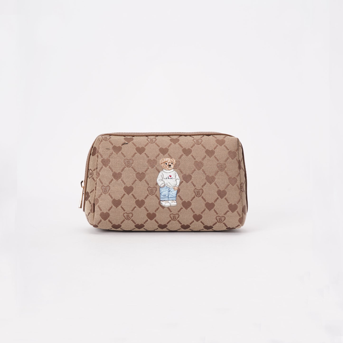 Signare London - B-Loved Beauty Bag On Beige Monogram