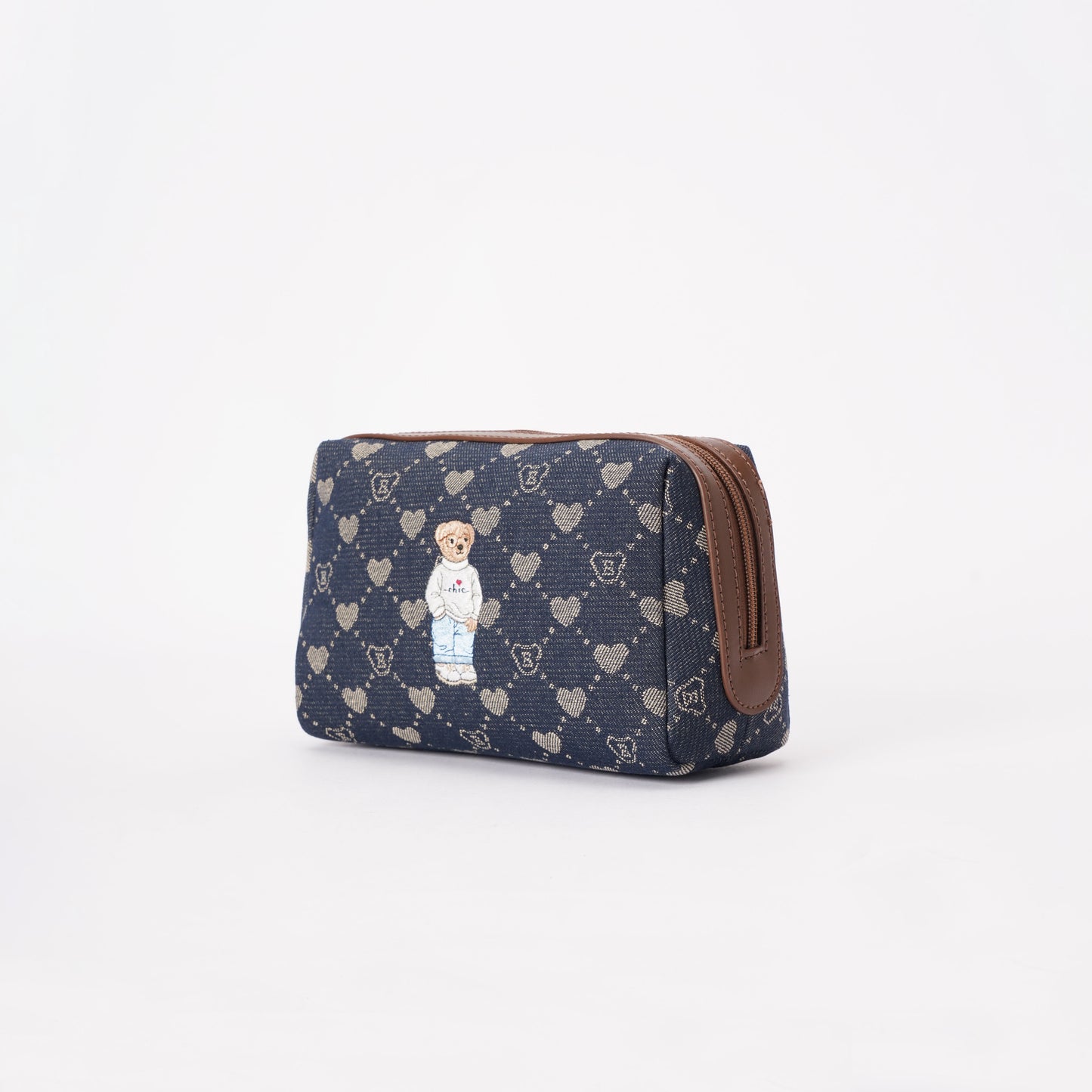 Signare London - B-Loved Beauty Bag On Blue Denim Monogram