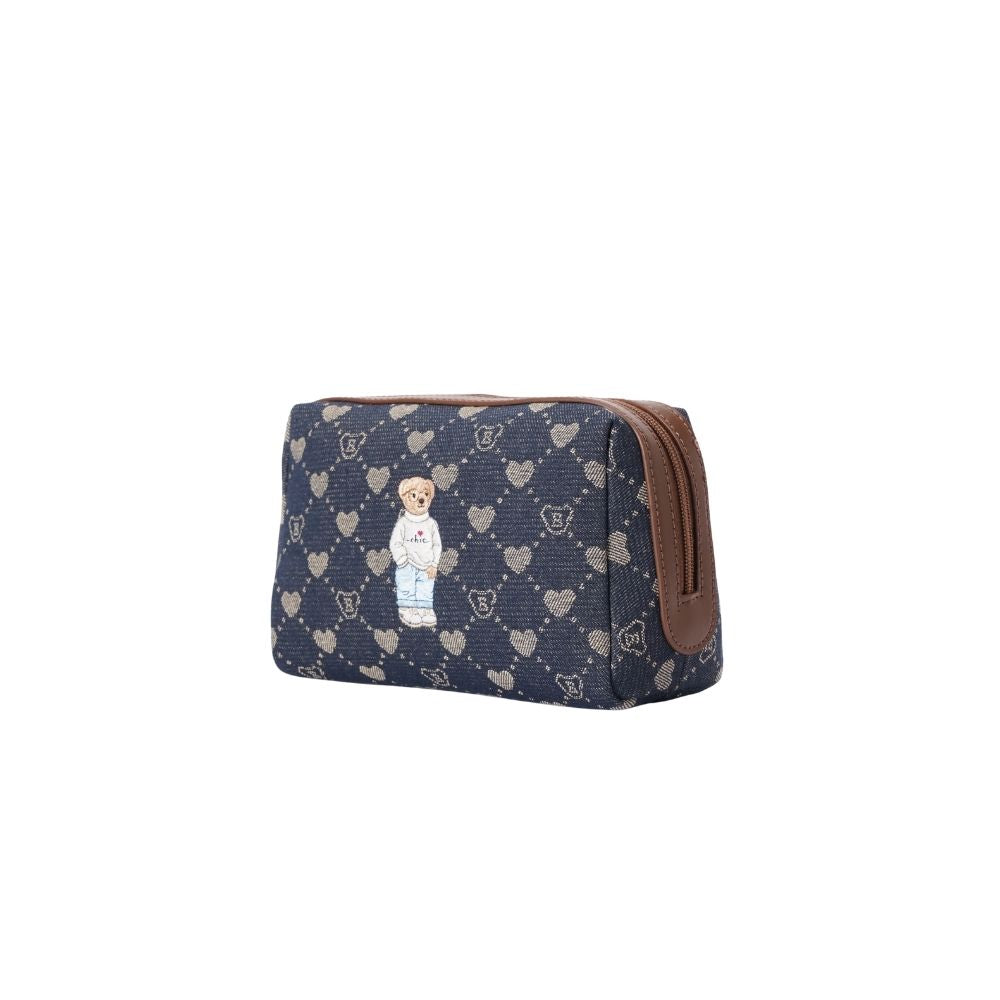 Signare London - B-Loved Beauty Bag On Blue Denim Monogram