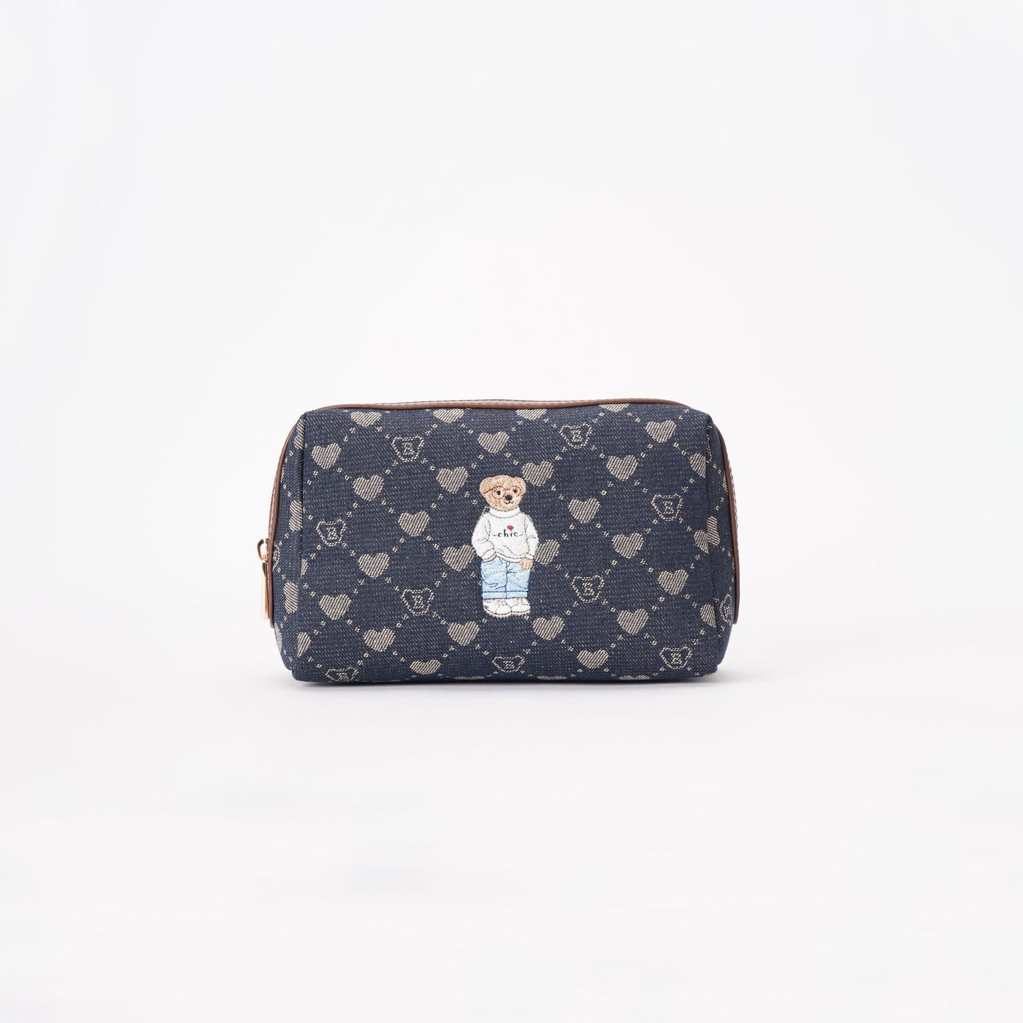 Signare London - B-Loved Beauty Bag On Blue Denim Monogram