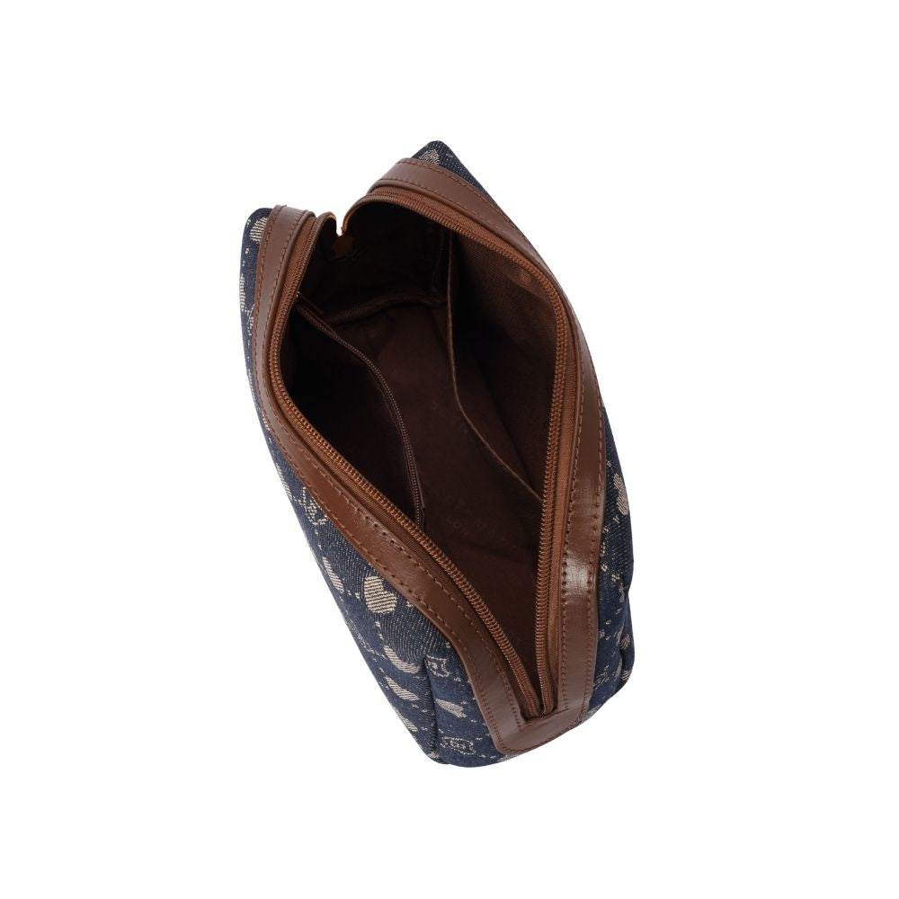 Signare London - B-Loved Beauty Bag On Blue Denim Monogram