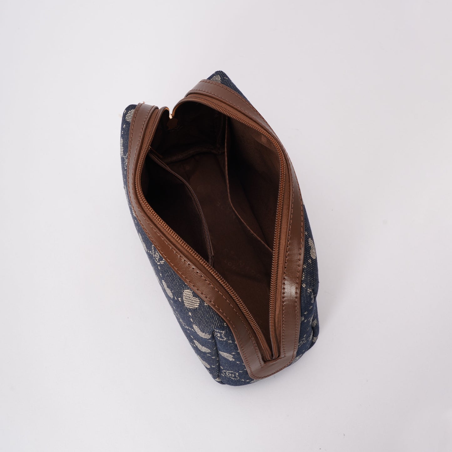 Signare London - B-Loved Beauty Bag On Blue Denim Monogram