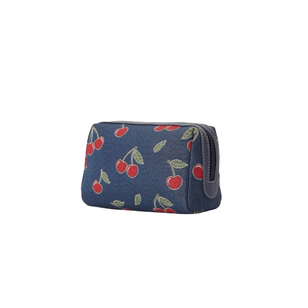 Signare London - Cherry Denim Blue Beauty Bag