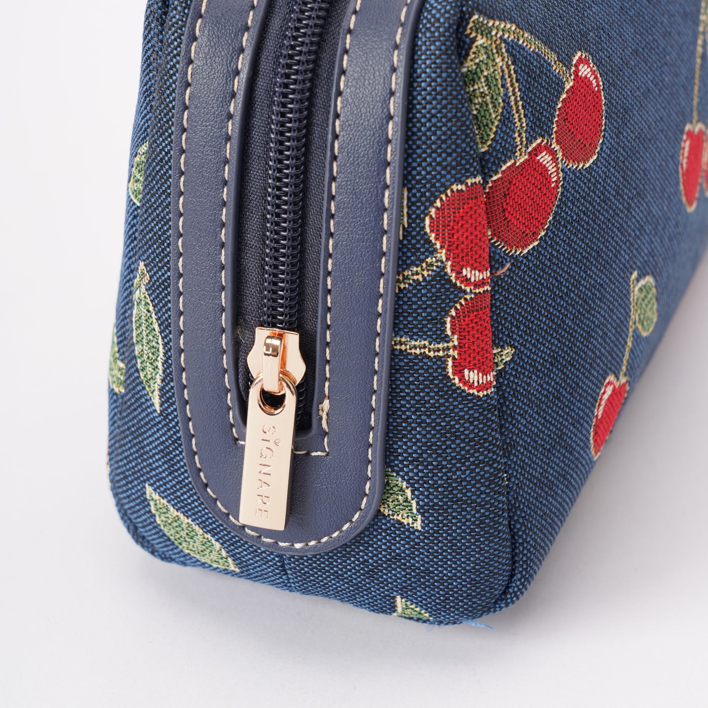 Signare London - Cherry Denim Blue Beauty Bag