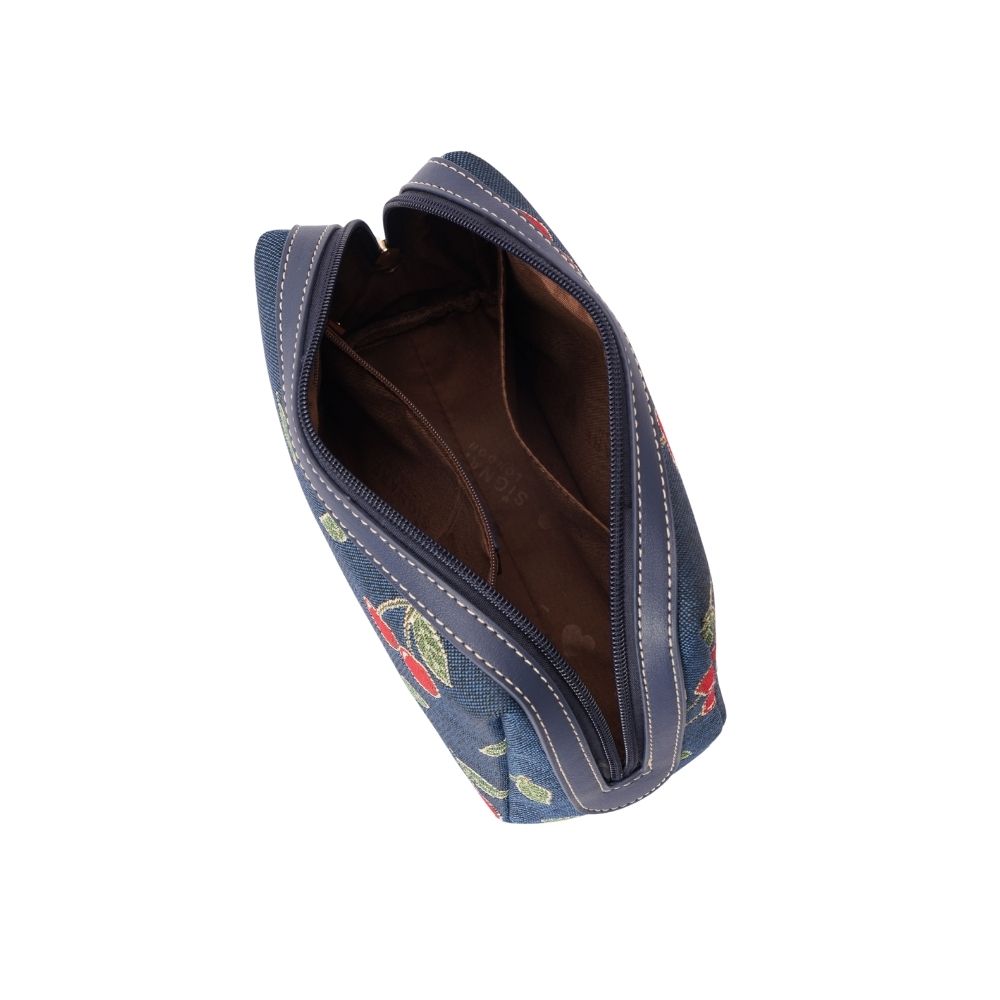 Signare London - Cherry Denim Blue Beauty Bag