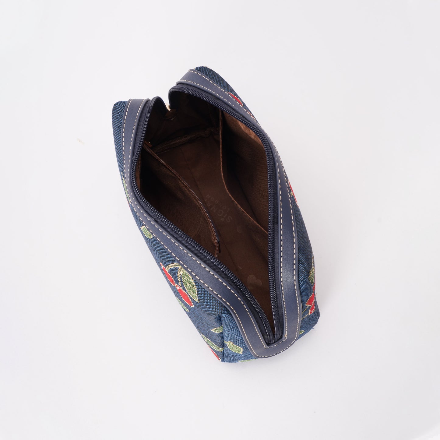 Signare London - Cherry Denim Blue Beauty Bag