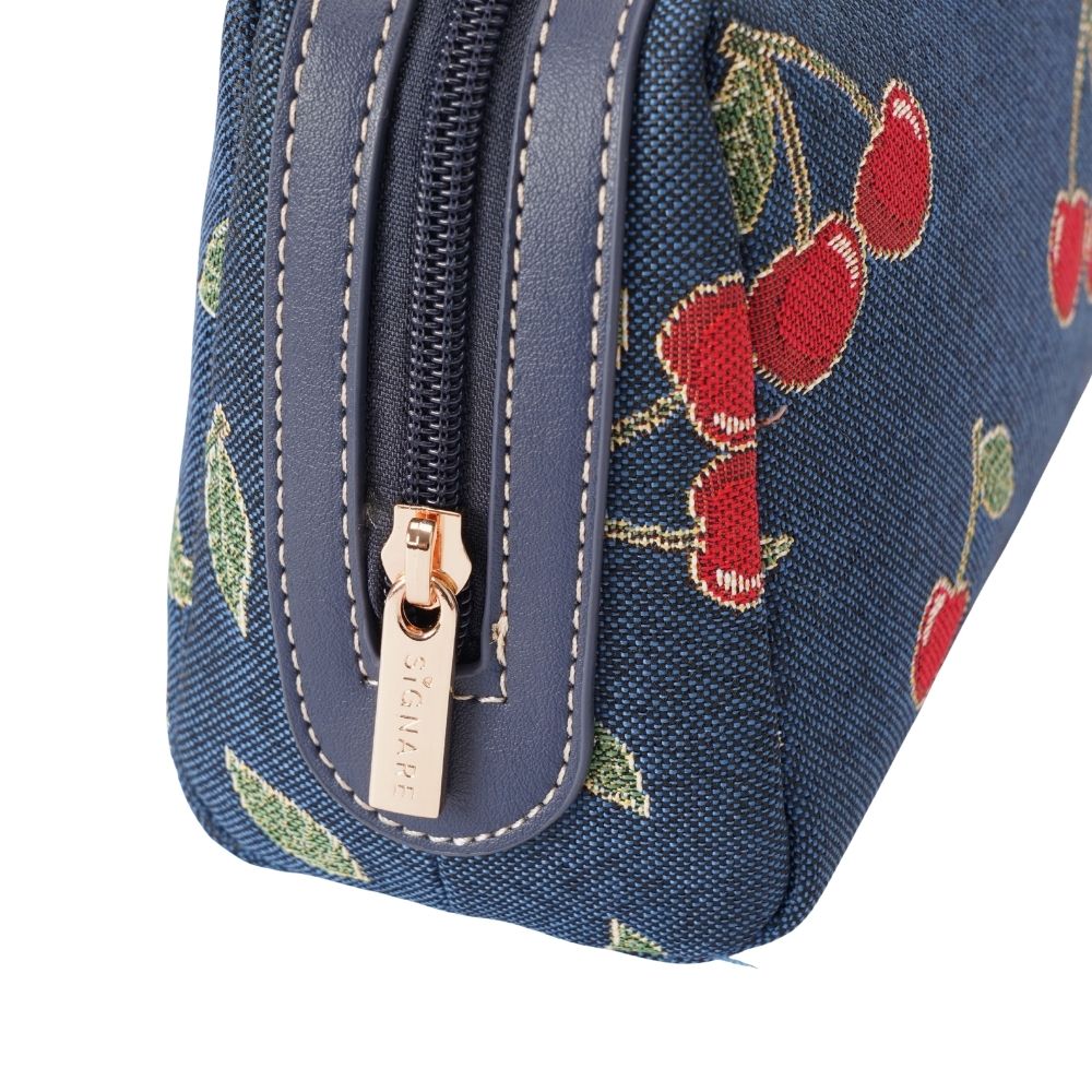 Signare London - Cherry Denim Blue Beauty Bag