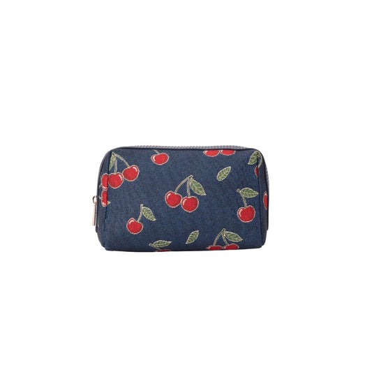Signare London - Cherry Denim Blue Beauty Bag