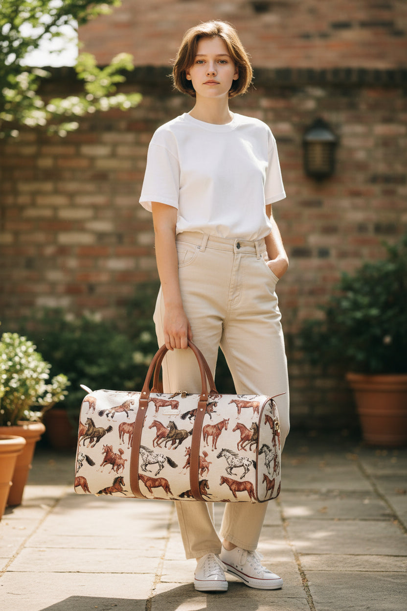 Running Horse Brown Big Holdall/Duffel Bag