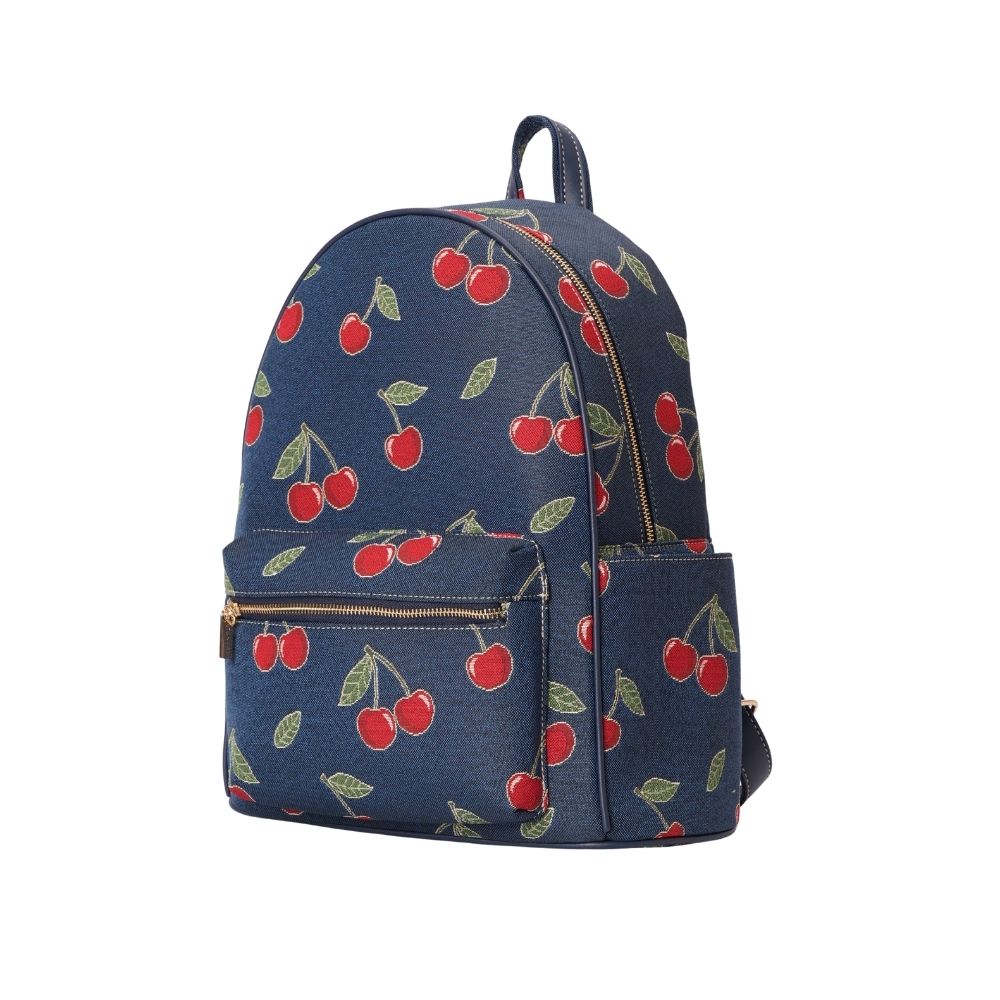 Signare London - Cherry Denim Blue Big Rucksack