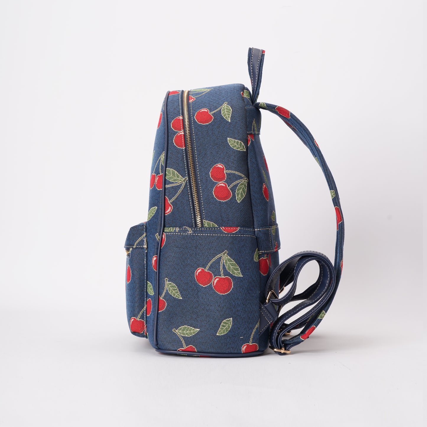 Signare London - Cherry Denim Blue Big Rucksack