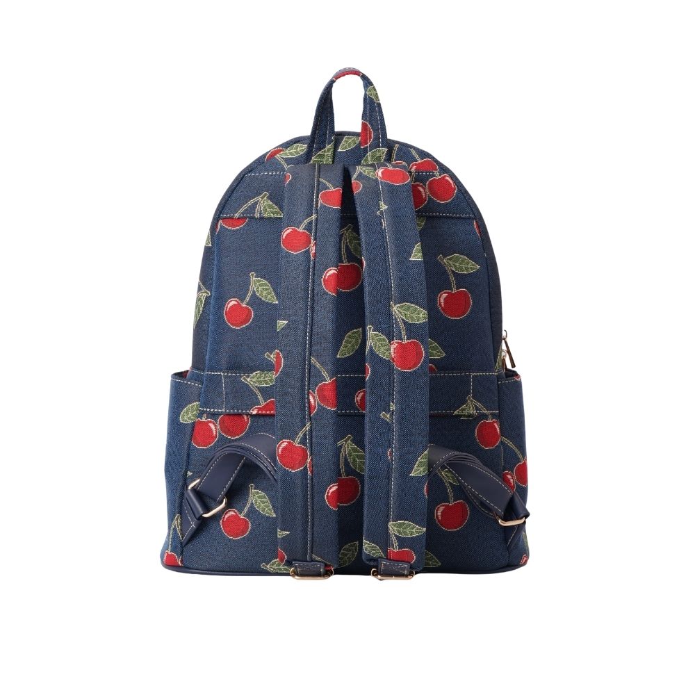 Signare London - Cherry Denim Blue Big Rucksack