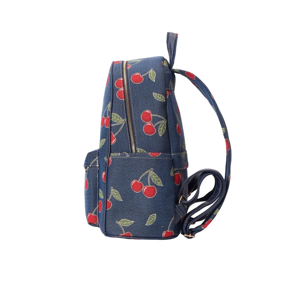 Signare London - Cherry Denim Blue Big Rucksack