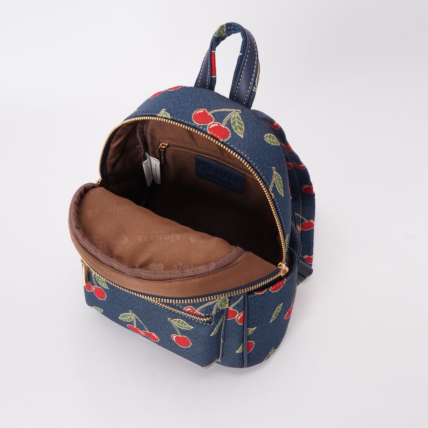 Signare London - Cherry Denim Blue Big Rucksack