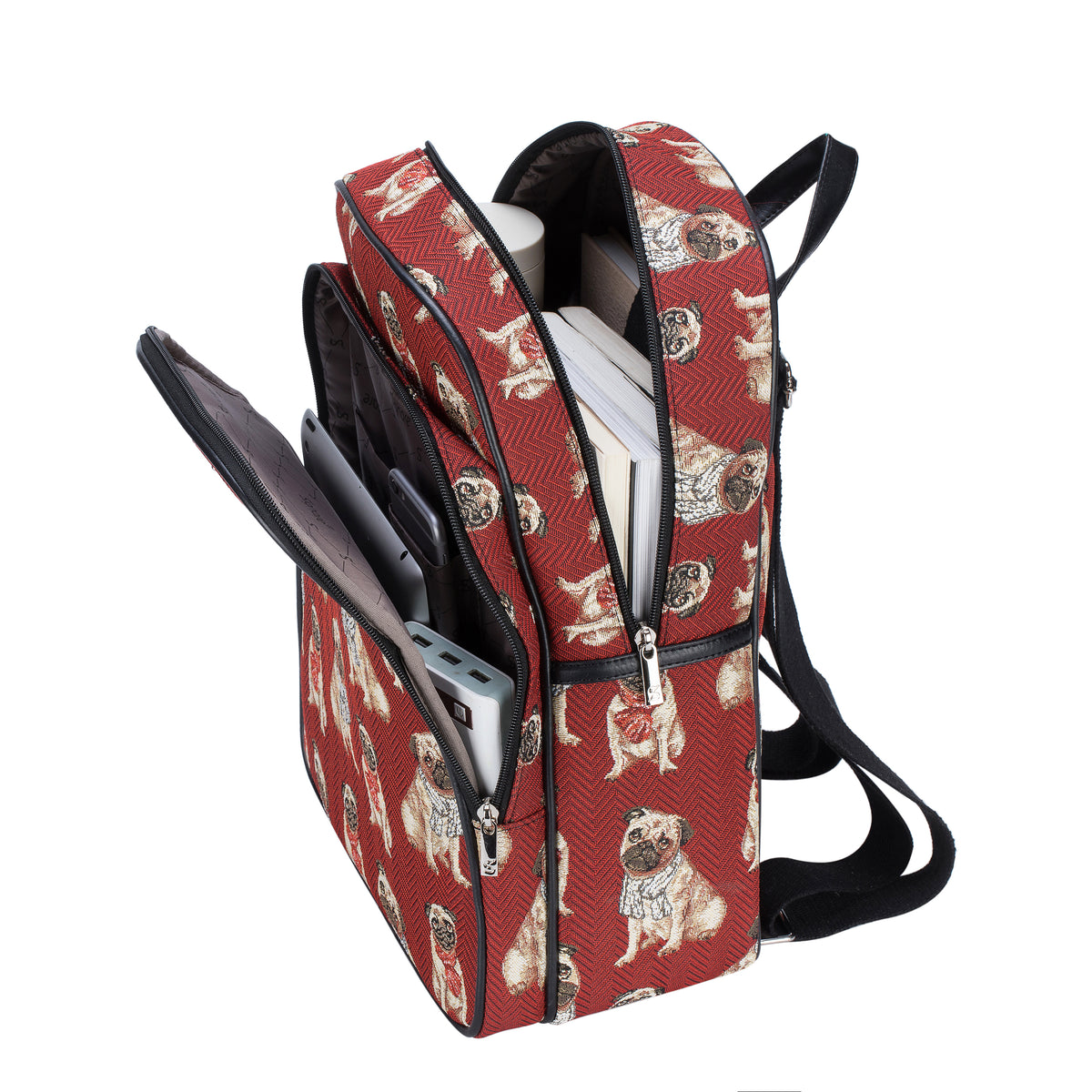 Pug Dog Animal Design Red Backpack