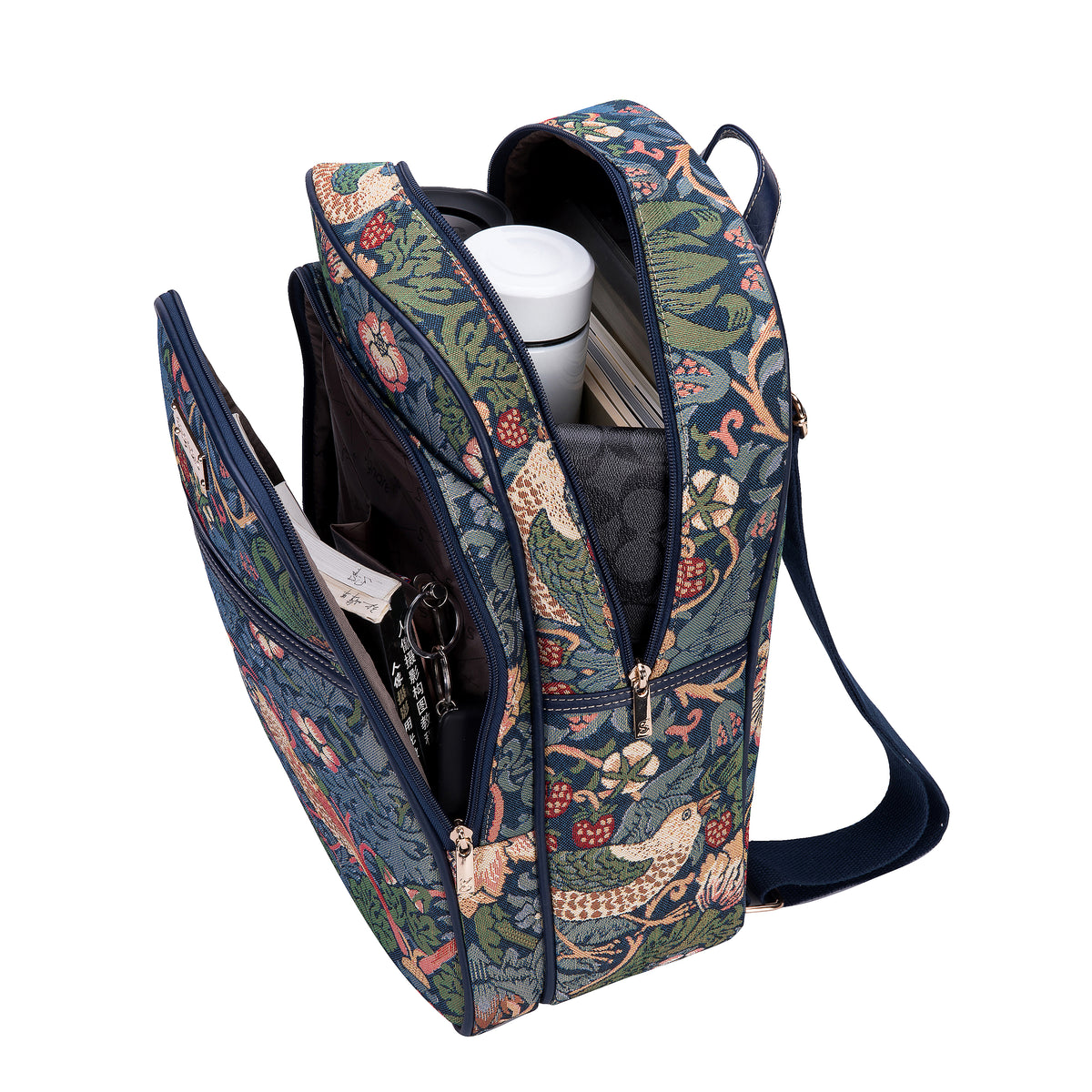 William Morris Strawberry Thief Blue Backpack