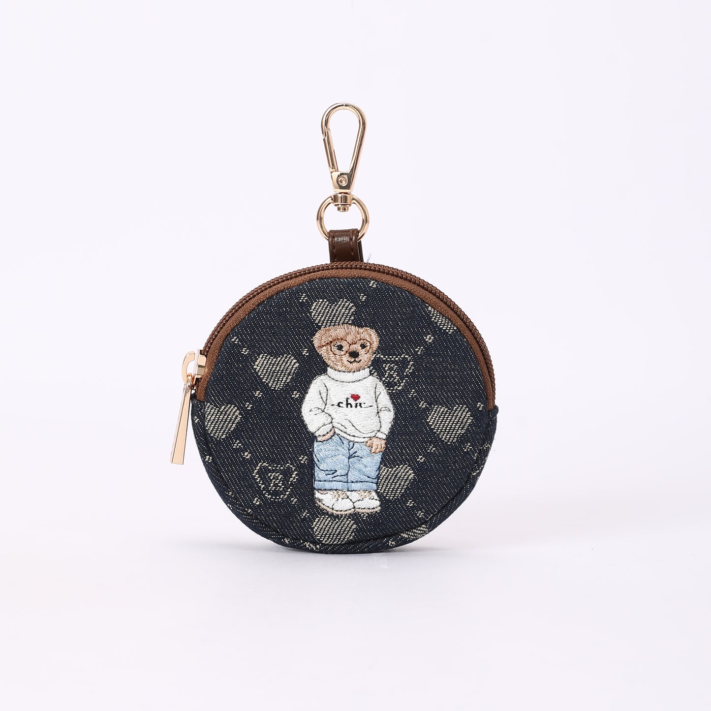 Signare London - B-Loved Bear Denim Blue Bubble Zip Purse Charm