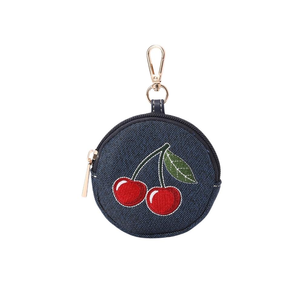 Signare London - Cherry Bubble Zip Charm On Blue Backdrop