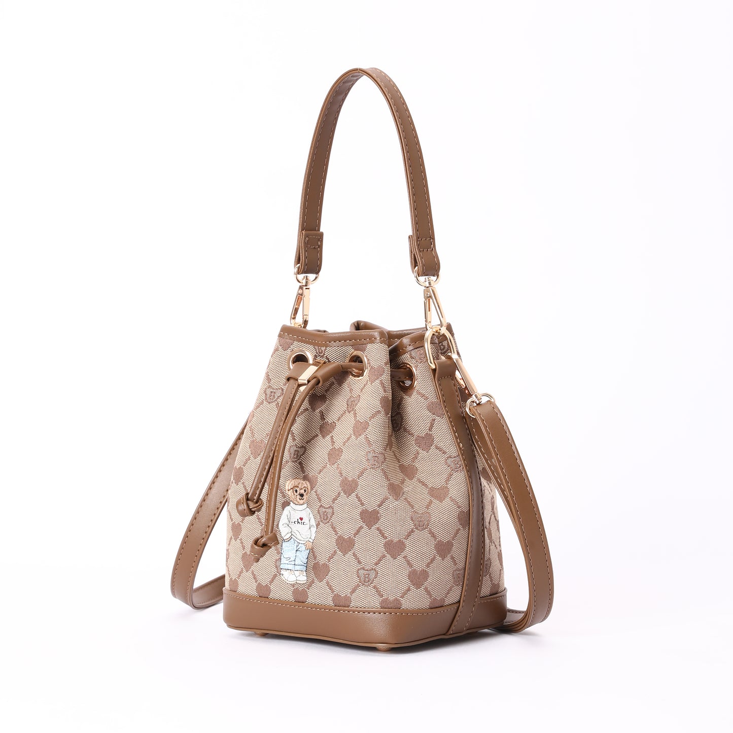 Signare London - B-Loved Bear Beige Bucket Handbag