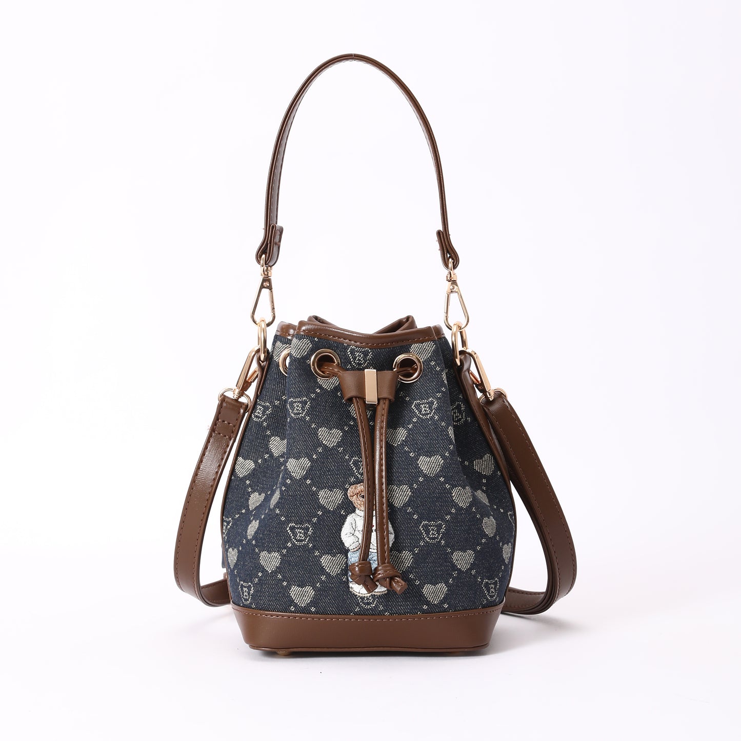 Signare London - B-Loved Bear Denim Blue Bucket Handbag