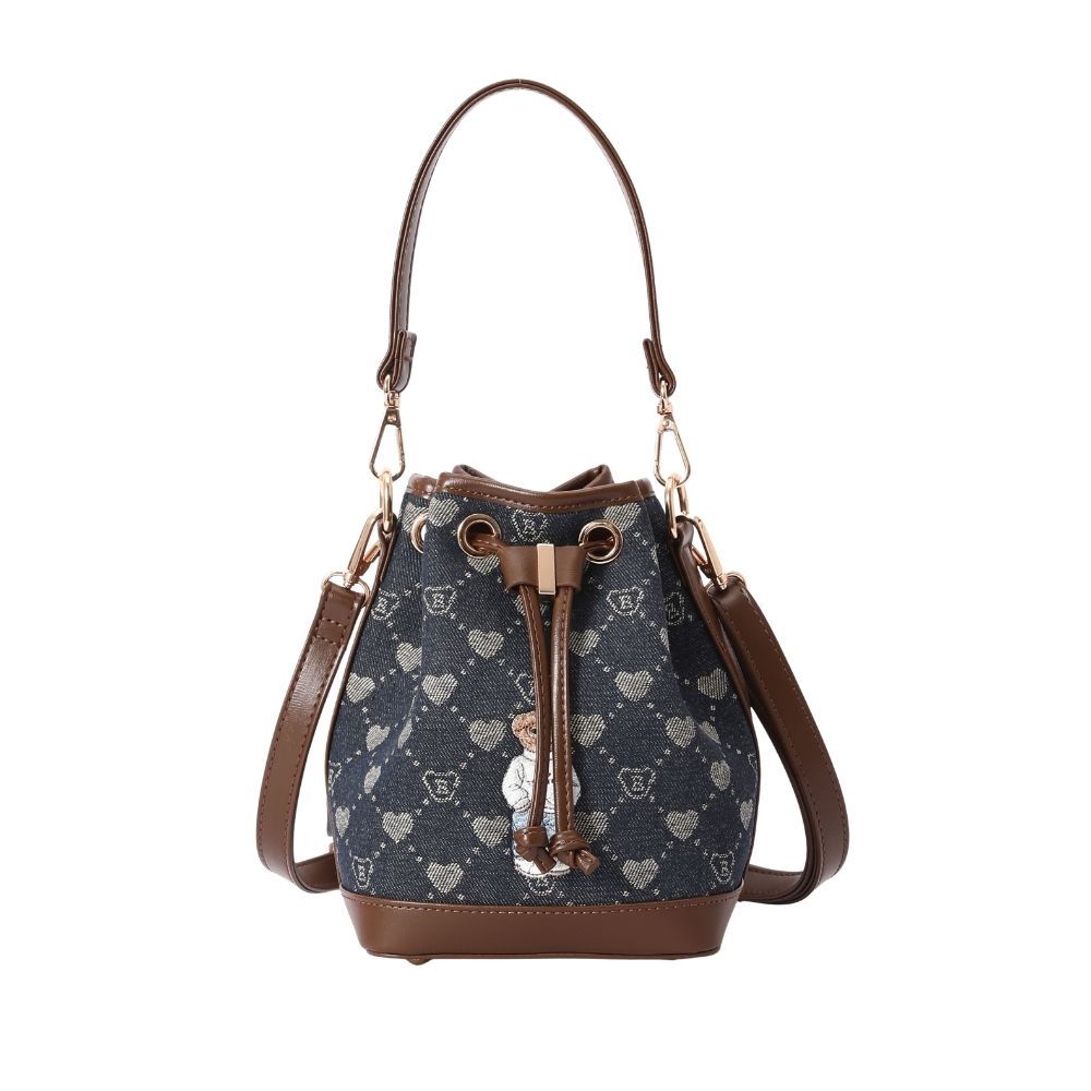 Signare London - B-Loved Bear Denim Blue Bucket Handbag