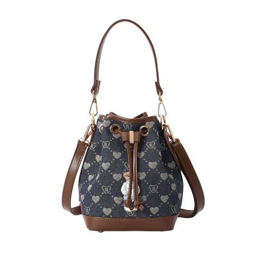 Signare London - B-Loved Bear Denim Blue Bucket Handbag