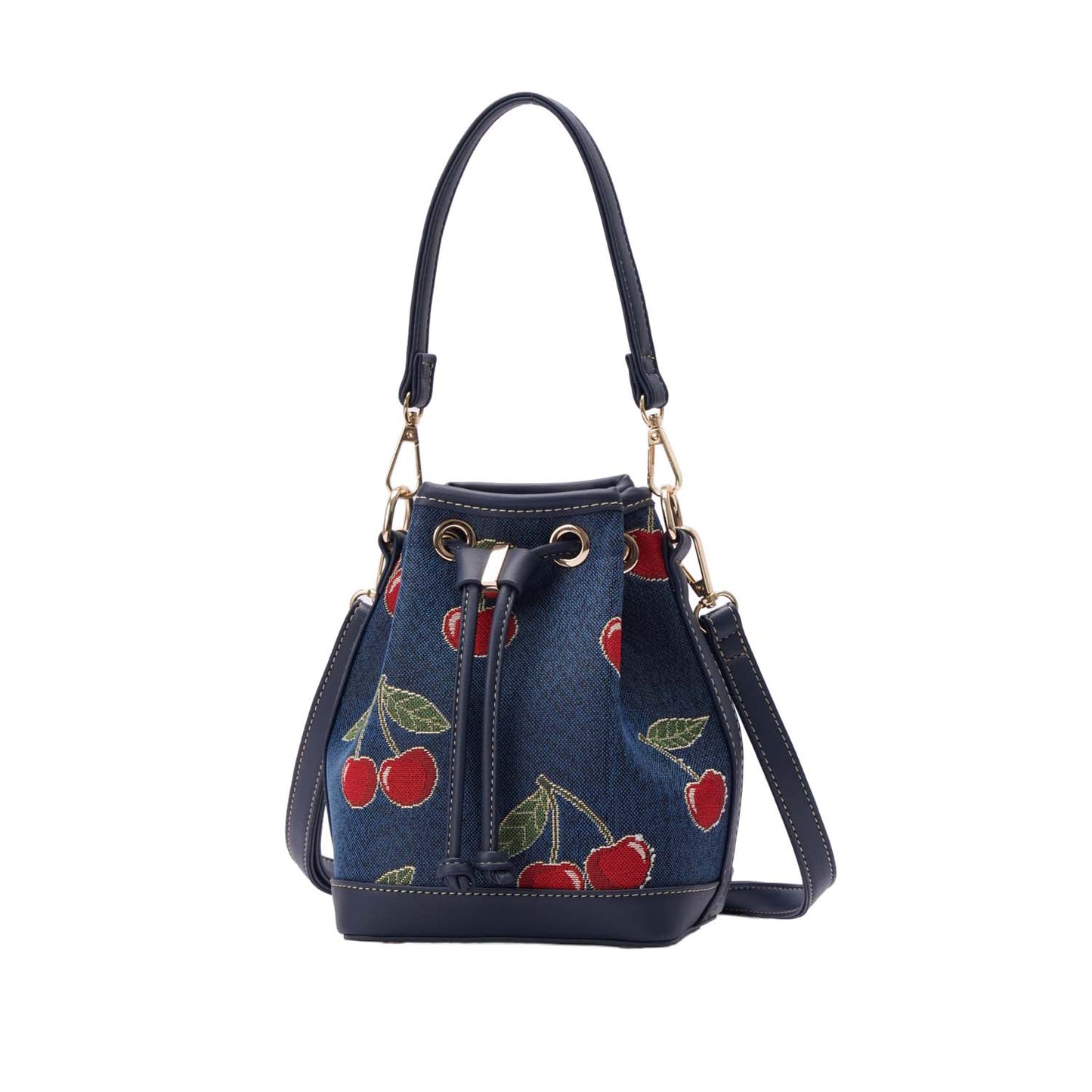Cherry Denim Blue Bucket Handbag