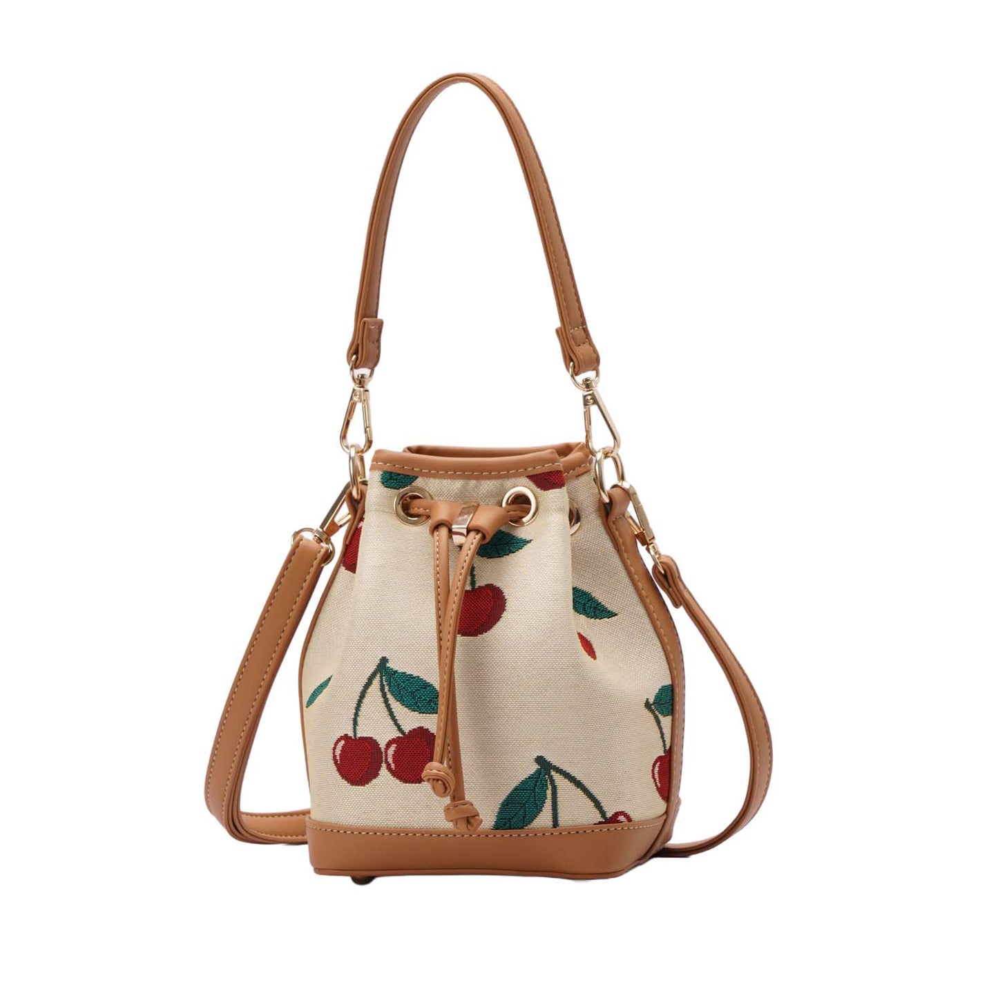 Cherry Cream Bucket Handbag
