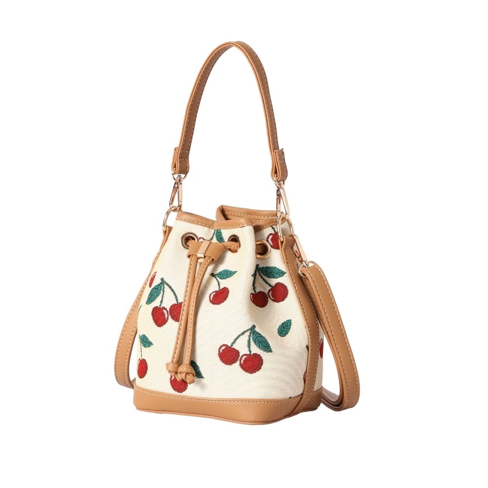 Cherry Cream Bucket Handbag