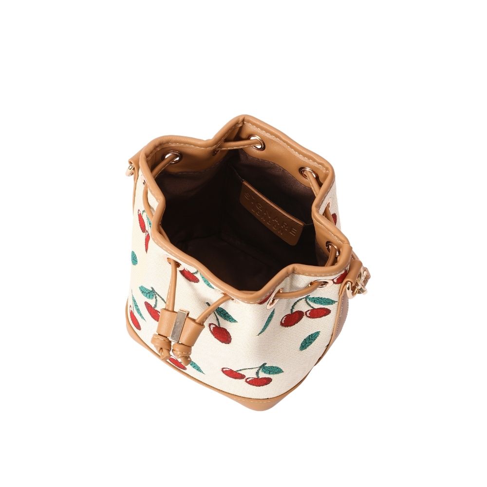 Cherry Cream Bucket Handbag